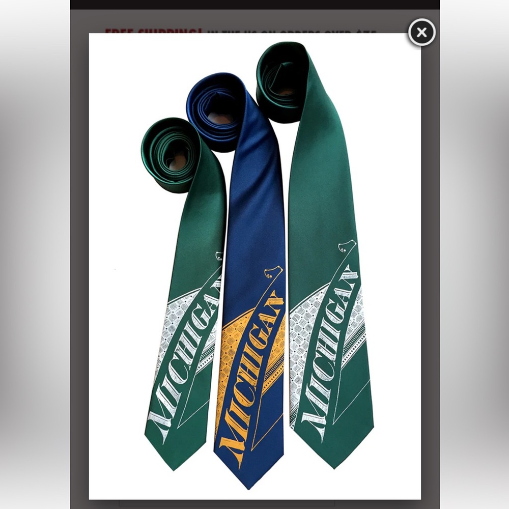 NWT Michigan State Cyberoptix Tie Lab Roaring 20s Detroit Standard Classic Tie - Picture 10 of 10